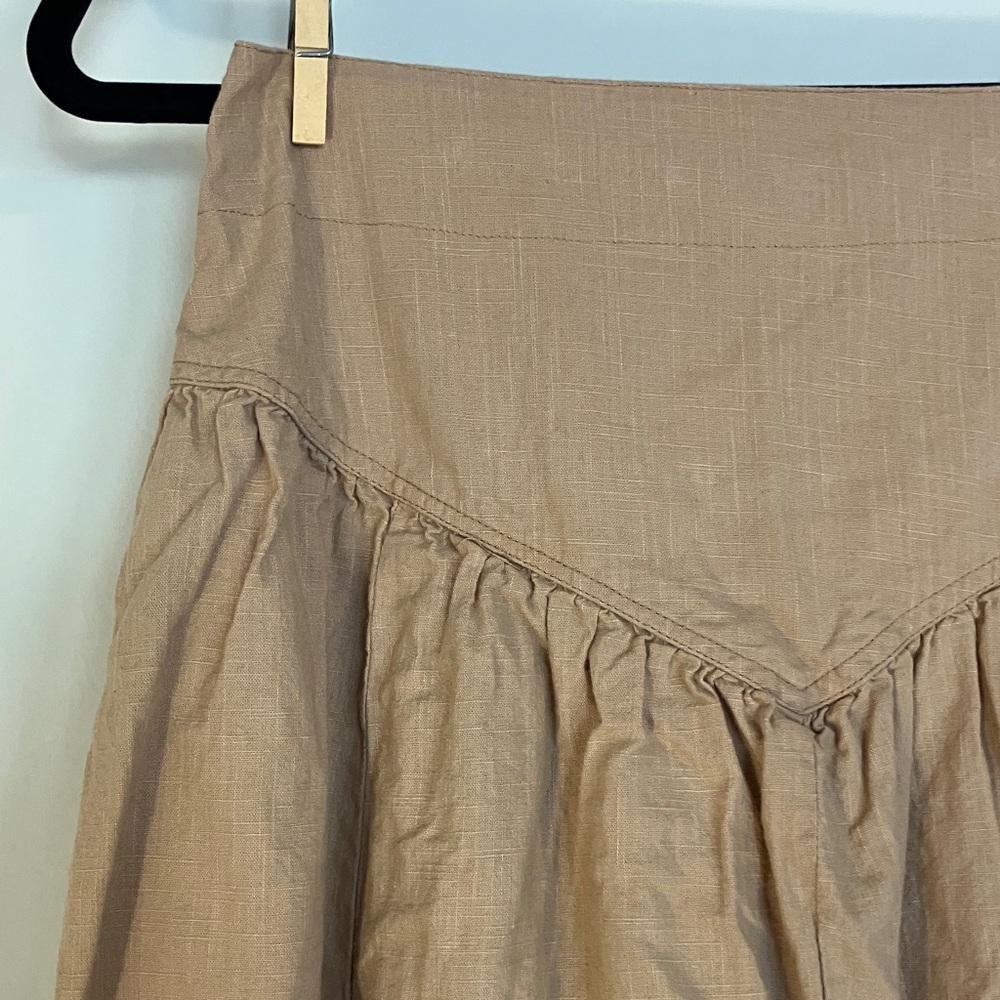 Tan Women's Skirt Light Linen Cottagecore Castlecore high waistline - Picture 2 of 3
